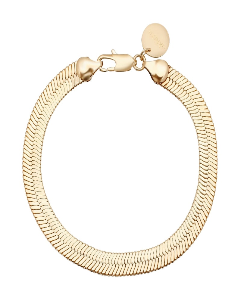 Front of a size 6.5" 7mm Viper Chain Bracelet 6.5" Gold in Gold by Eklexic. | dia_product_style_image_id:282659